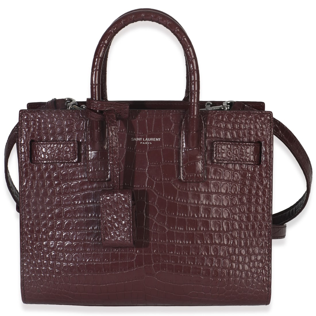 Nano Sac De Jour Bordeaux Red Croc Embossed Calfskin Shoulder Bag with Accessories (1 of 8)