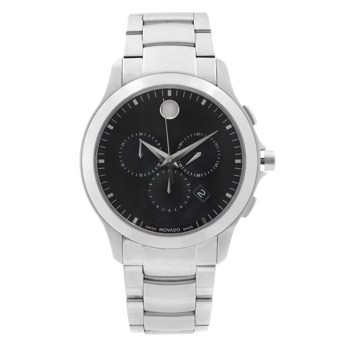 Movado Masino 42mm Stainless Steel Black Dial Quartz Men's Watch 0607037 (1 of 6)