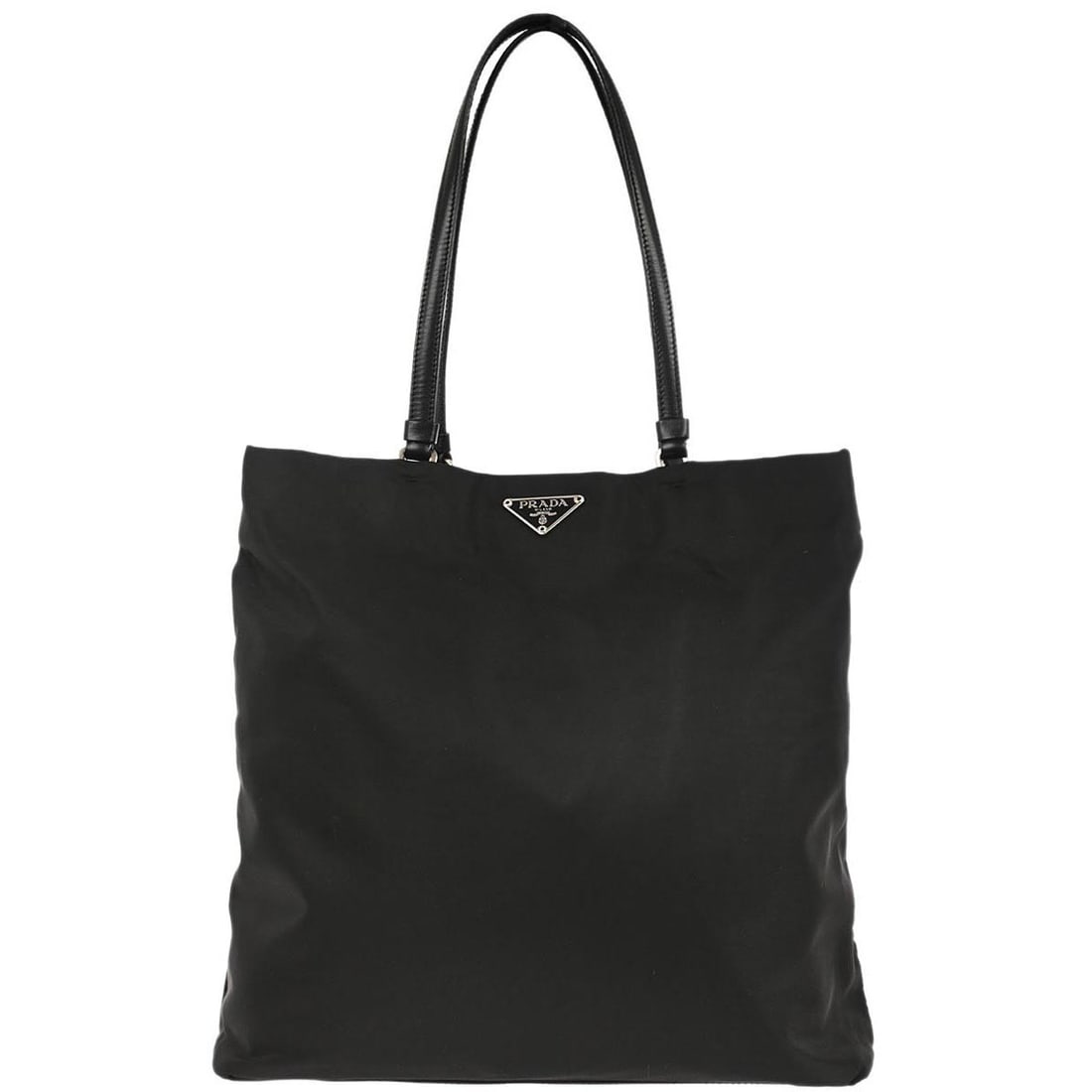 Black Nylon Medium Tote by Prada with Logo Accent (1 of 10)