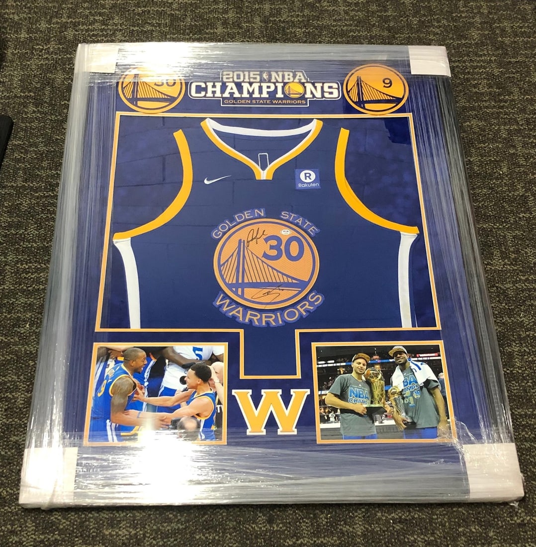 Stephen Curry Andre Iguodala Signed Jersey PSA/DNA Custom Framed 36x44 (1 of 8)