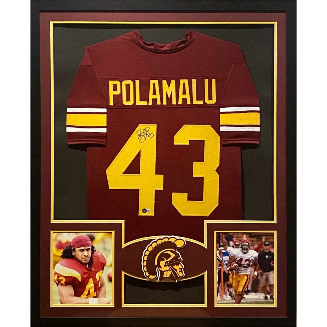 Troy Polamalu Signed Framed Jersey Beckett Authenticated USC 43x36 (1 of 2)