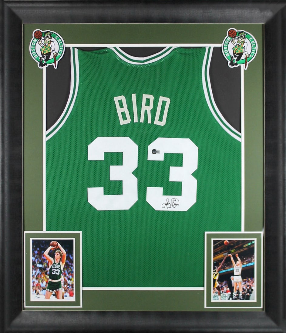 Larry Bird Signed Boston Celtics Framed Jersey BAS Certified (1 of 2)