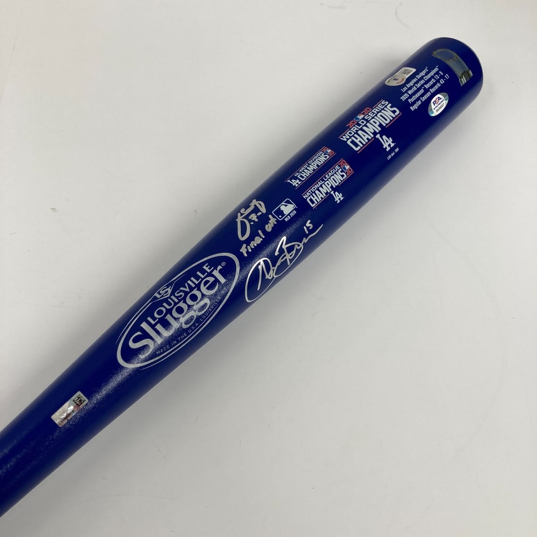 Julio Urias Austin Barnes Signed 2020 Dodgers World Series Bat PSA (1 of 9)