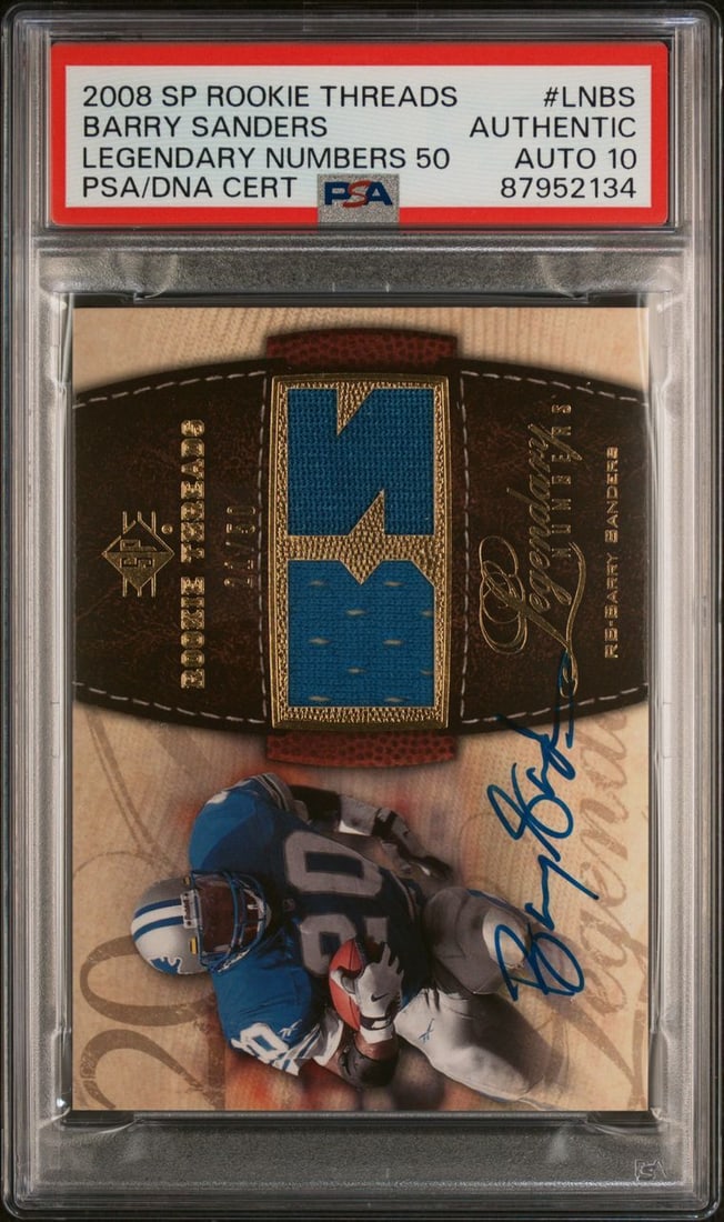2008 SP Rookie Threads Barry Sanders Autographed #LNBS PSA Certified Card (1 of 2)
