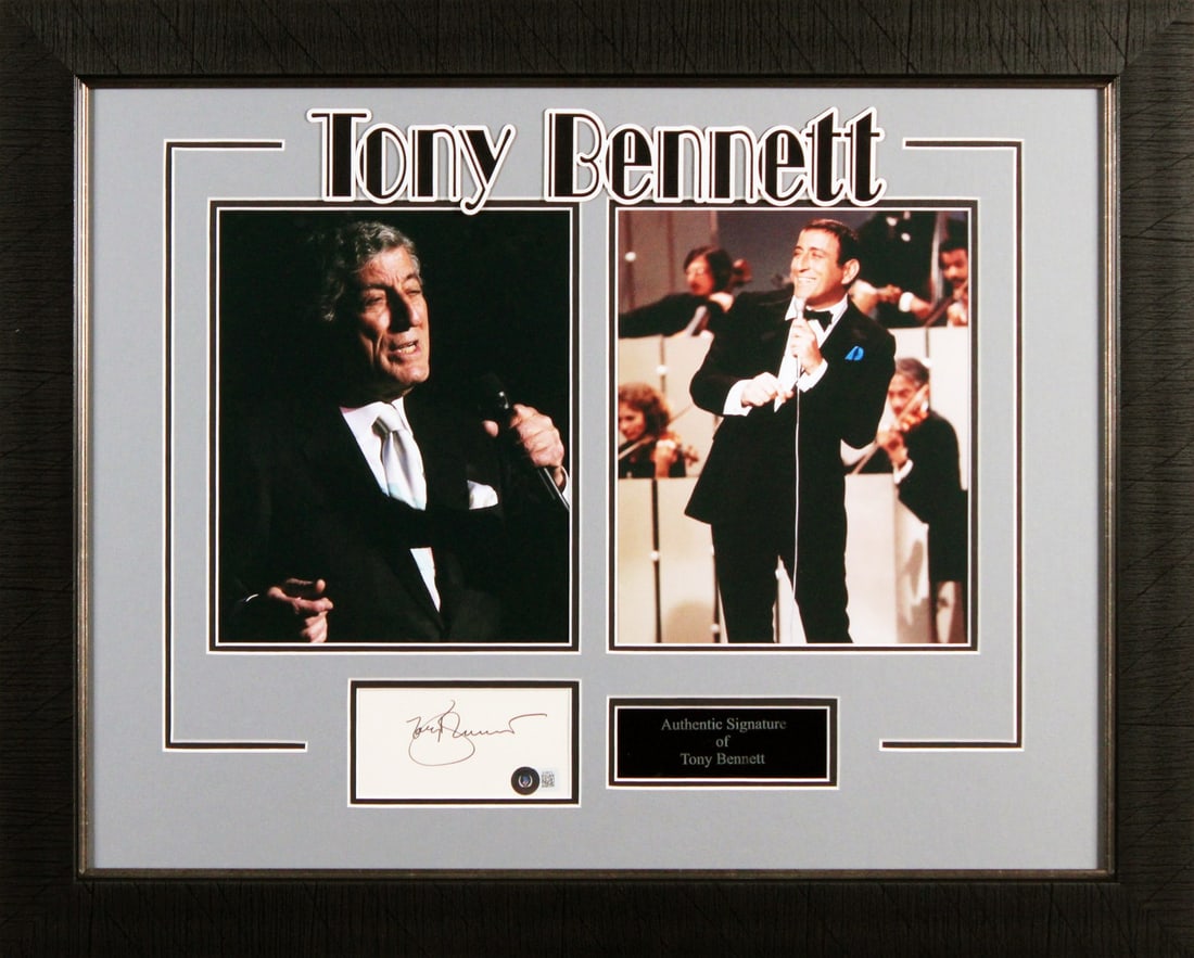 Tony Bennett Signed 3x5 Index Card Framed Display BAS Authenticated: Tony Bennett Signed 3x5 Index Card Framed Display BAS Authenticated This stunning framed display features an authentic autographed 3x5 index card signed by the legendary Tony Bennett. The item is acco