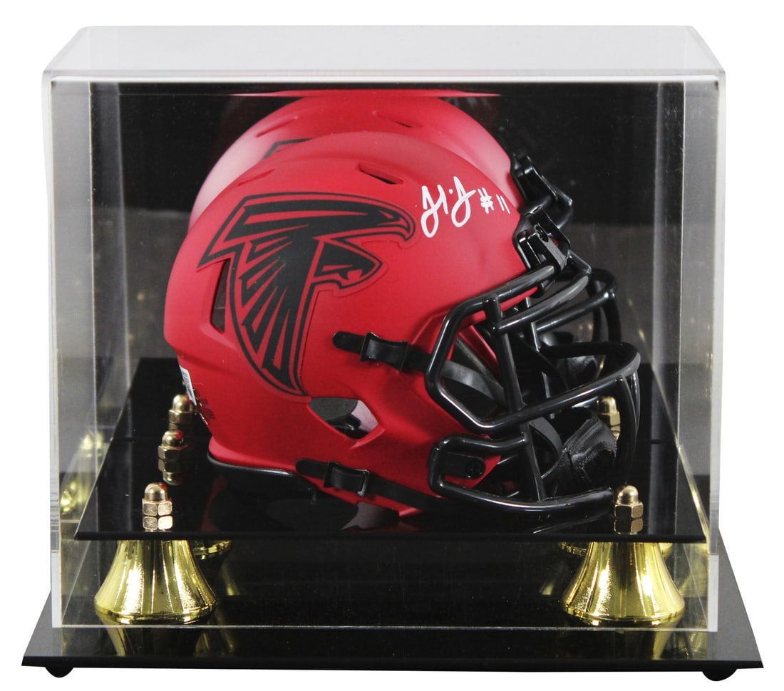 Julio Jones Signed Rave Speed Mini Helmet Atlanta Falcons with Beckett Authentication: Julio Jones Signed Rave Speed Mini Helmet Atlanta Falcons with Beckett Authentication This authentic mini helmet features the signature of Julio Jones, former star wide receiver for the Atlanta Falcon