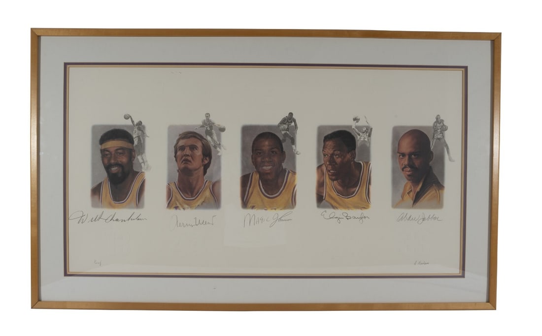 Los Angeles Lakers Legends Signed Artist Proof Lithograph by Ann Nielson (1 of 8)