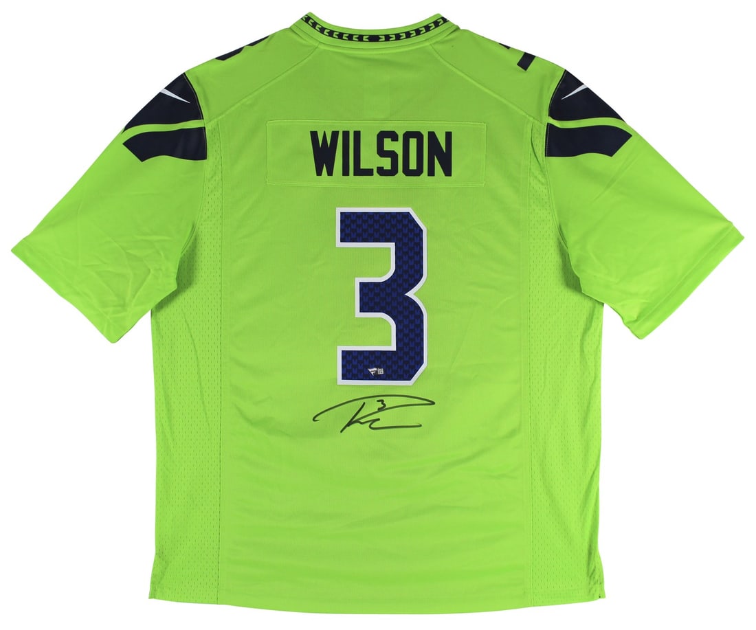 Russell Wilson Signed Neon Green Seahawks Nike Jersey with Fanatics Hologram (1 of 4)