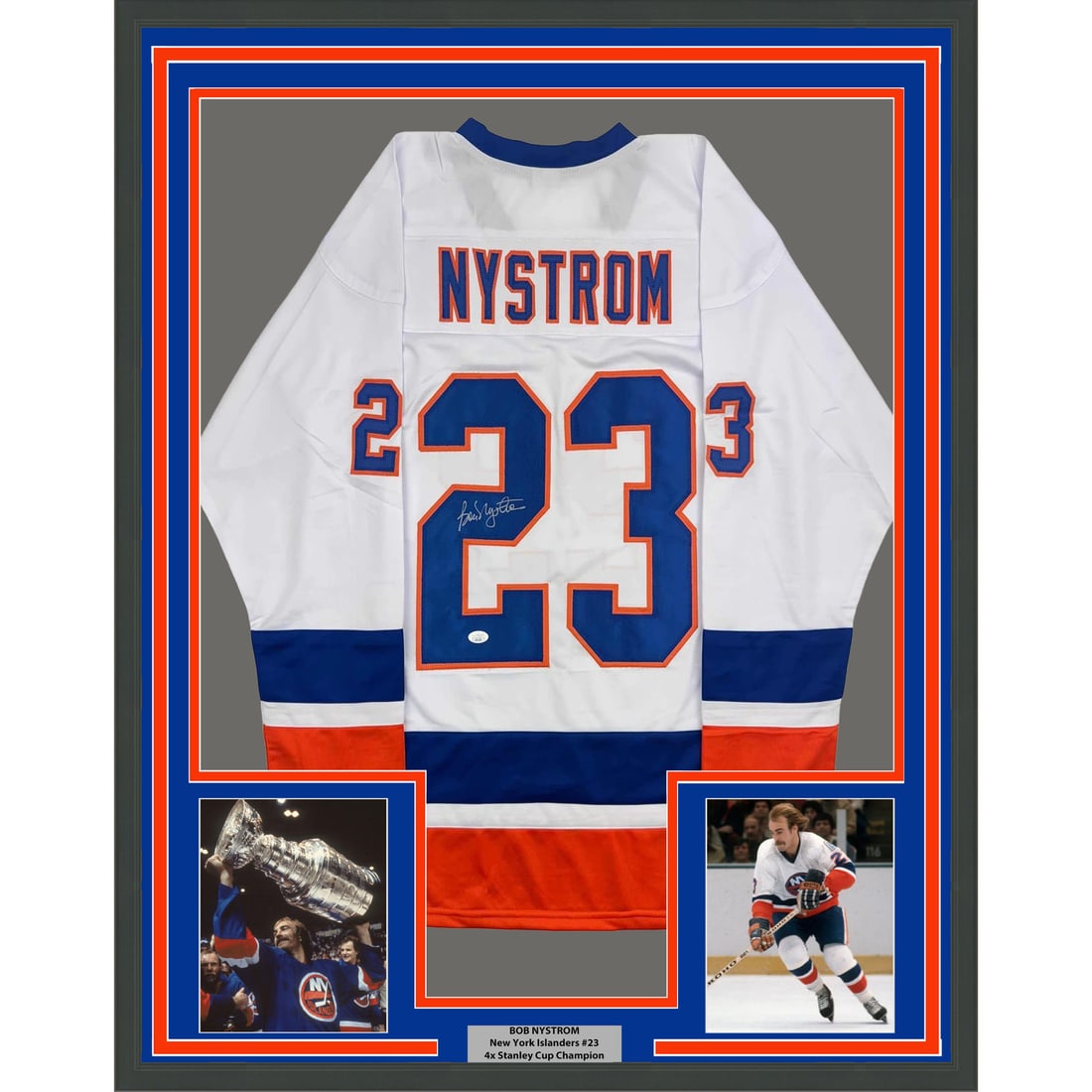 Bob Nystrom Signed Islanders Jersey Framed Display With JSA Authentication 35x39 (1 of 2)