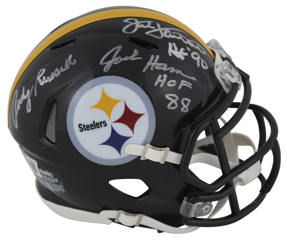 Pittsburgh Steelers Signed Mini Helmet Jack Lambert Jack Ham Andy Russell BAS Authenticated (1 of 2)