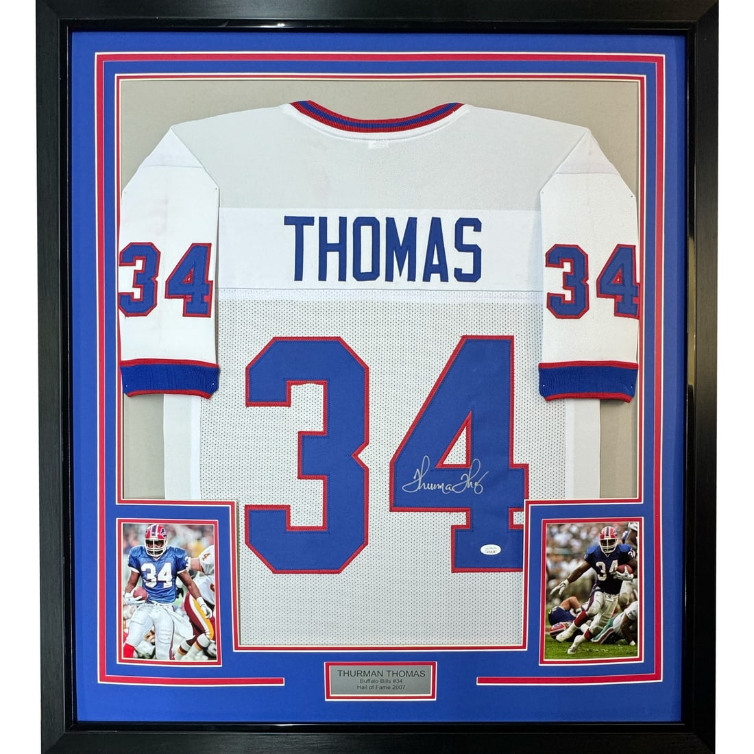 Thurman Thomas Signed Buffalo Bills Framed Jersey 33x42 JSA Authenticated (1 of 2)