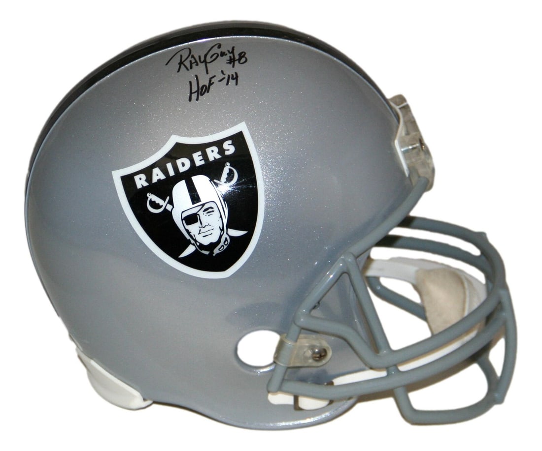 Ray Guy Signed Full Size Oakland Raiders Helmet JSA Authenticated: Ray Guy Signed Full Size Oakland Raiders Helmet JSA Authenticated Own a piece of football history with this full-size Oakland Raiders helmet autographed by legendary punter Ray Guy. This original item