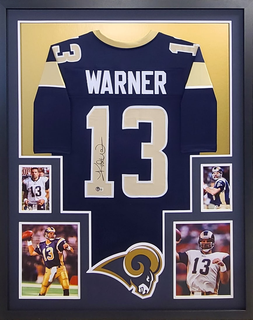 Kurt Warner Autographed Framed Jersey Beckett Authenticated St. Louis Rams (1 of 2)