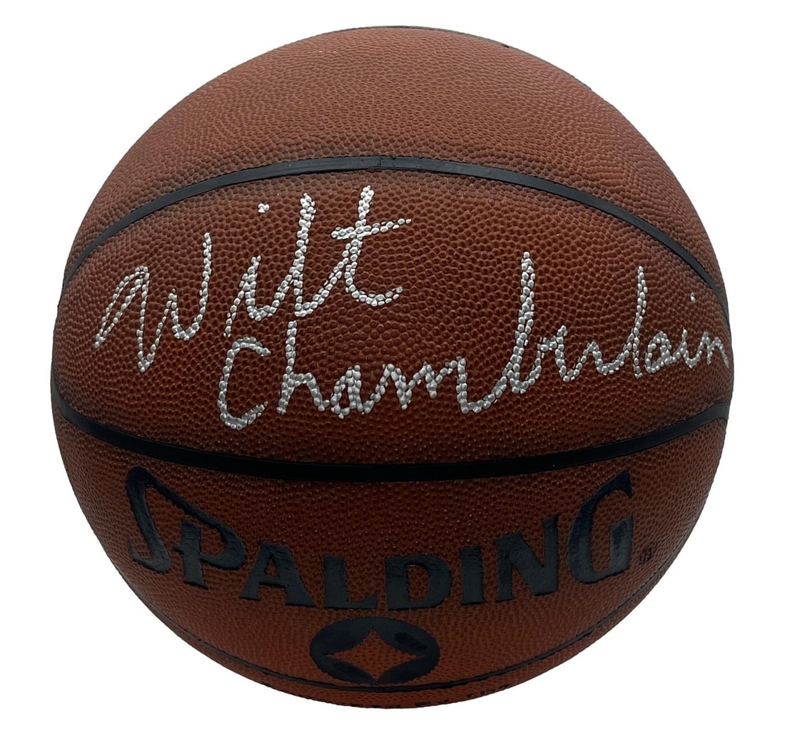Spalding NBA Basketball Signed by Wilt Chamberlain with PSA DNA Authentication: Spalding NBA Basketball Signed by Wilt Chamberlain with PSA DNA Authentication This Spalding NBA official full-size basketball is signed by Wilt Chamberlain, a legendary Hall of Fame basketball player