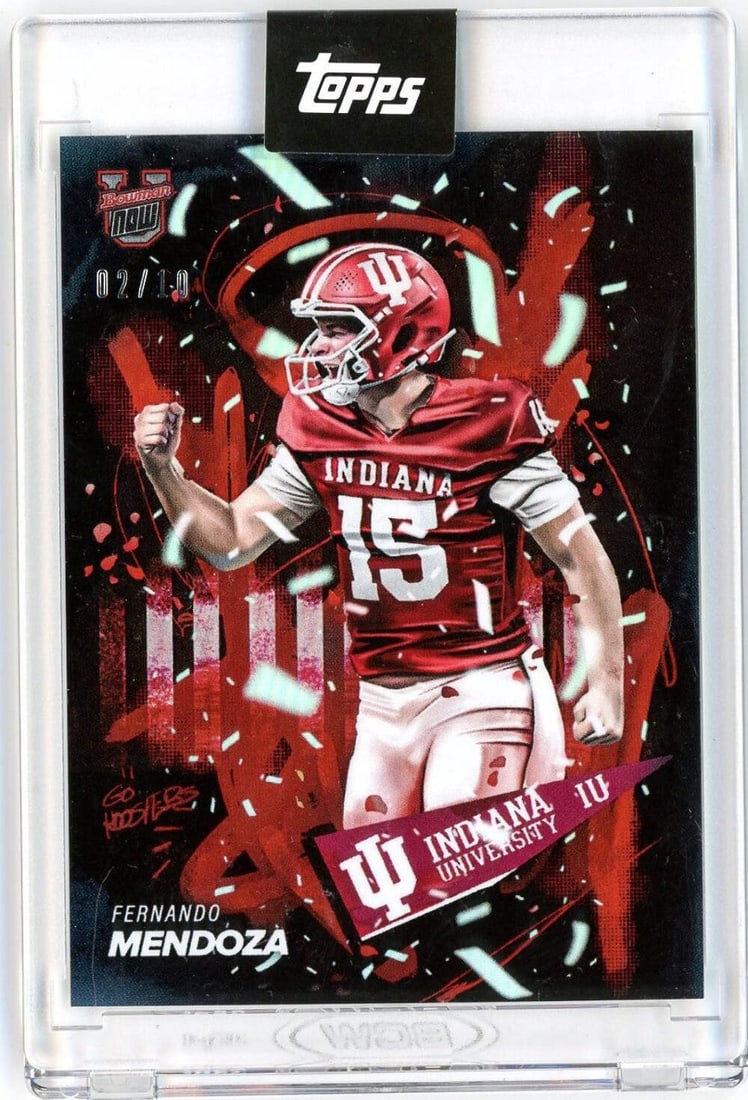 Fernando Mendoza Indiana Hoosiers 2025 Bowman U Now Black Foil Rookie Card 10 (1 of 2)