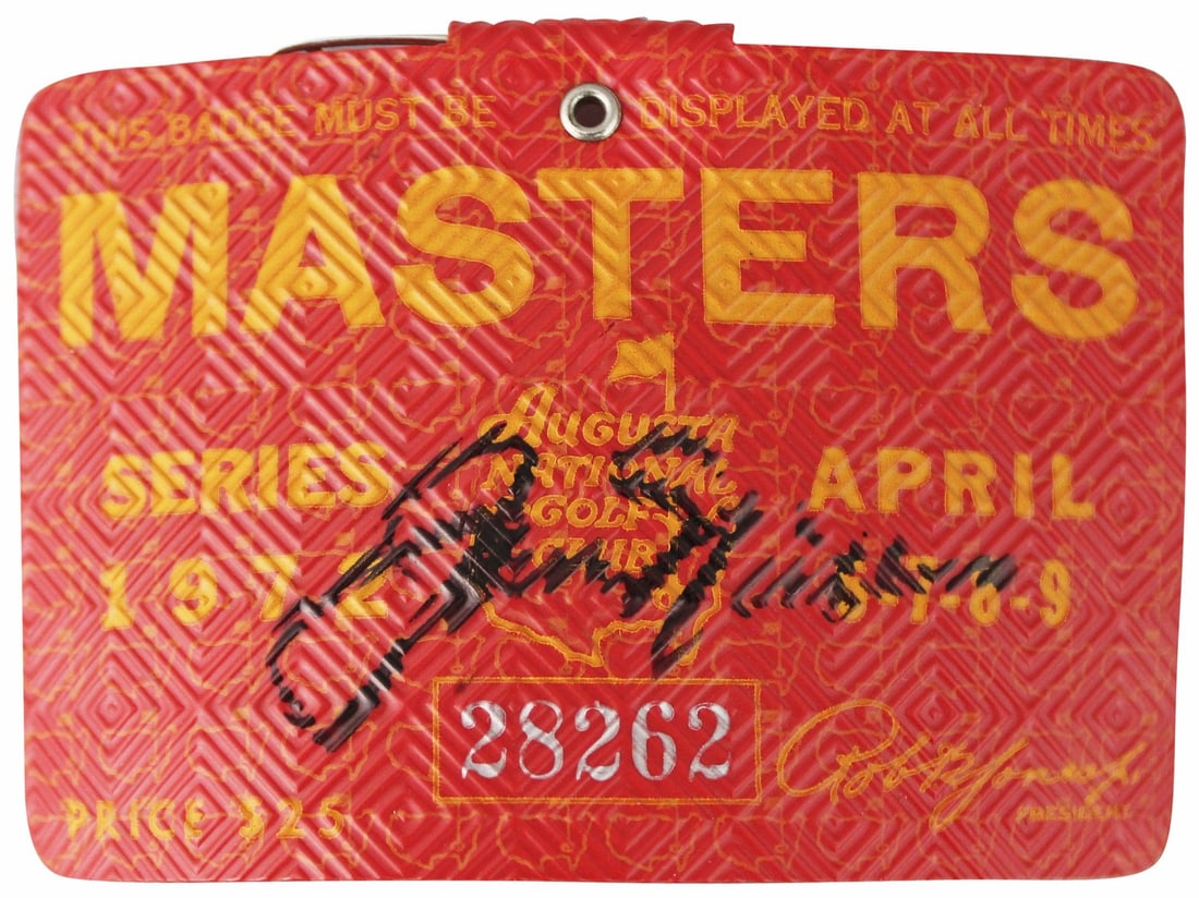 1972 Masters Augusta Badge Ticket Autographed by Jack Nicklaus PSA Authenticated (1 of 2)
