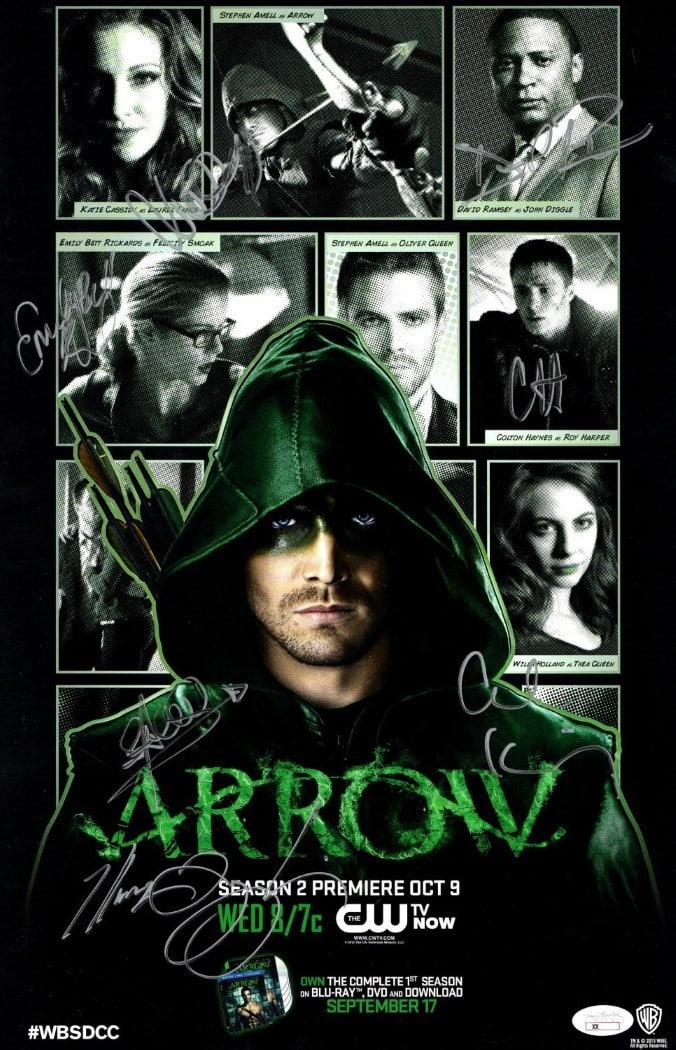 Arrow Cast Autographed Poster 11x17 JSA Authenticated 7 Signatures (1 of 2)