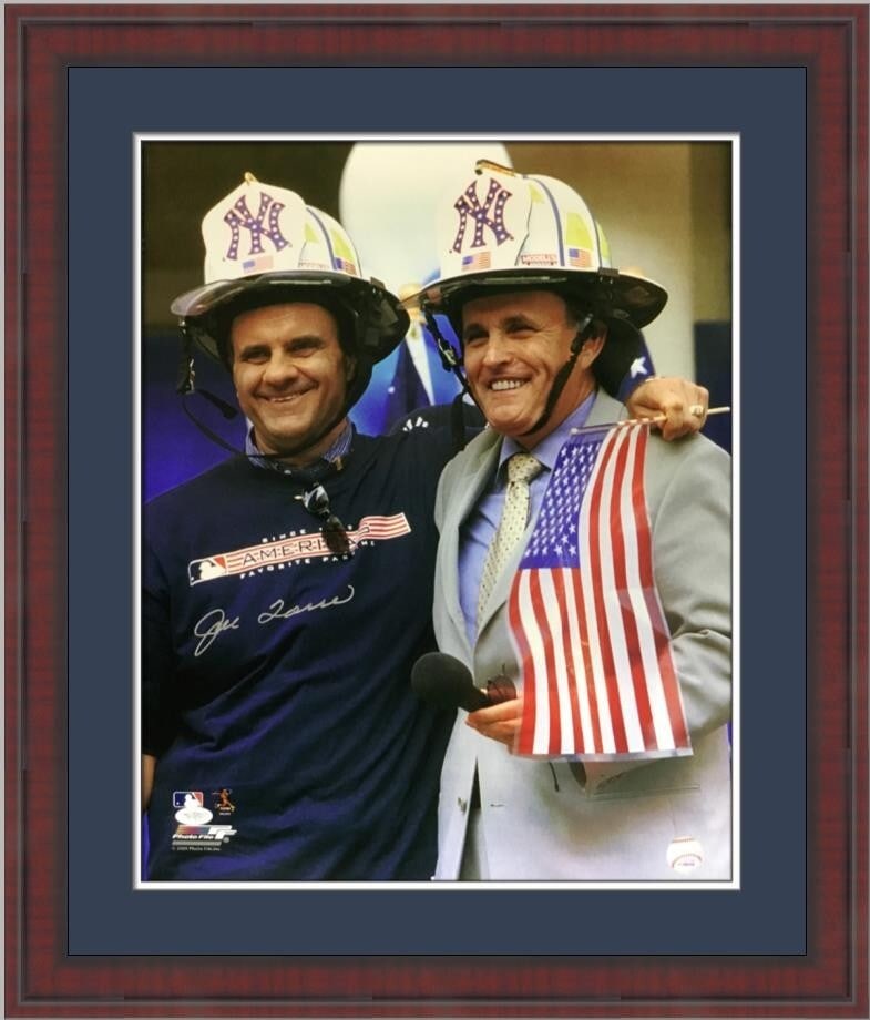 Joe Torre Rudy Guiliani Signed 16x20 Photo JSA Authenticated Framed: Joe Torre Rudy Guiliani Signed 16x20 Photo JSA Authenticated Framed Capture a moment from baseball history with this stunning 16x20 custom framed photo featuring Hall of Famer Joe Torre alongside form
