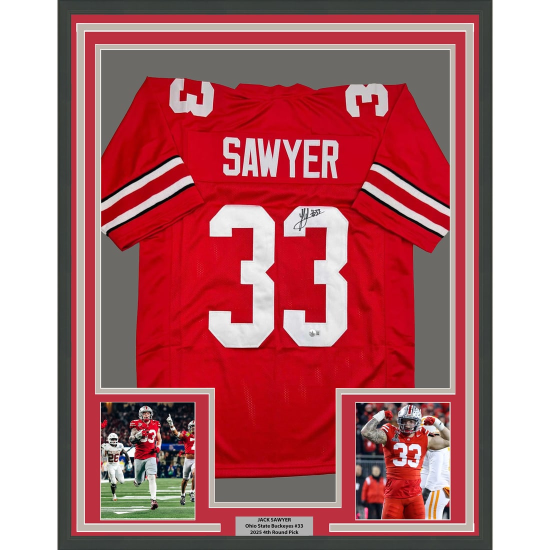 Jack Sawyer Signed Ohio State Jersey Display 35x39 Framed Beckett Certified (1 of 2)