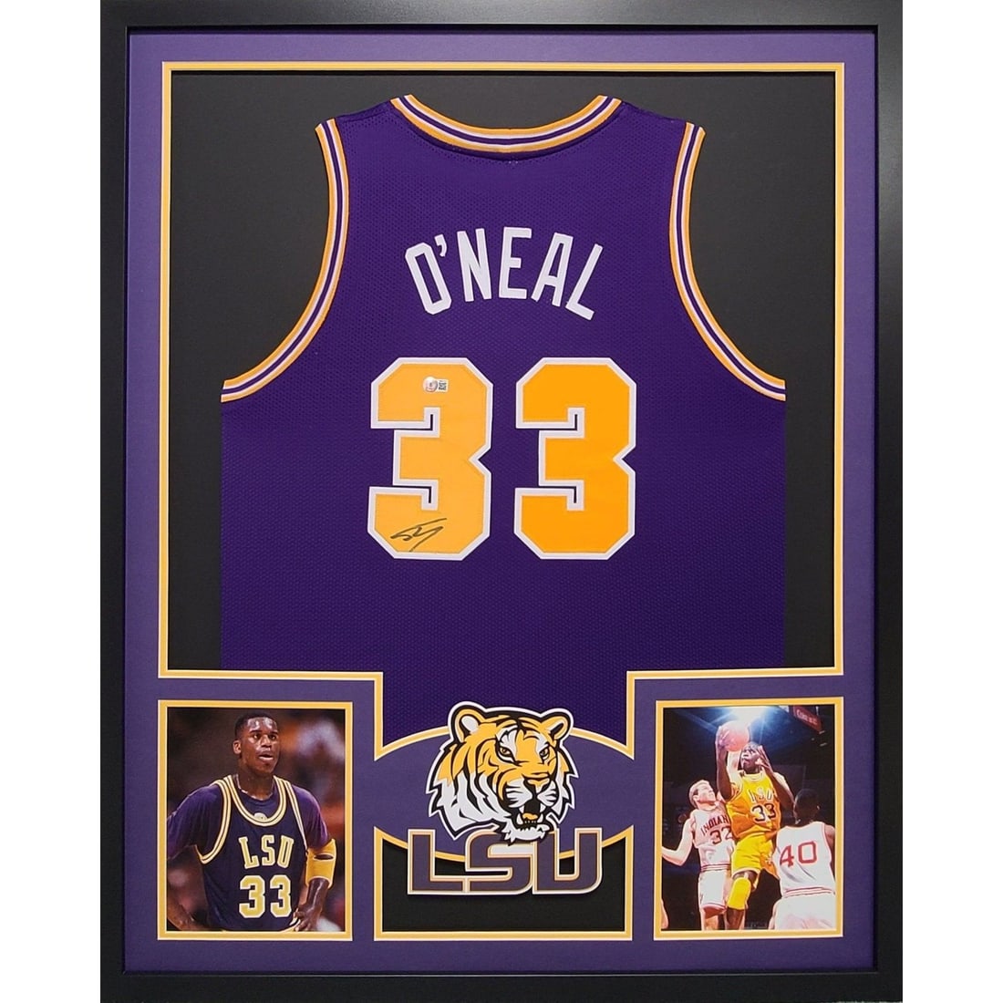 Framed Autographed Shaquille O'Neal LSU Jersey Beckett Authenticated: Framed Autographed Shaquille O'Neal LSU Jersey Beckett Authenticated This autographed Shaquille O'Neal framed jersey from LSU is a remarkable collectible for any sports enthusiast. The jersey is authe