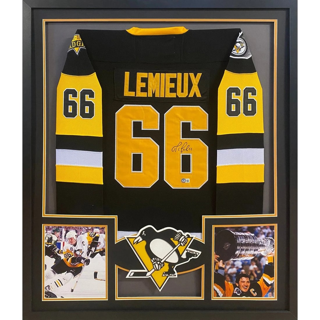 Framed Mario Lemieux Autographed Penguins Jersey With PSA/DNA Authentication (1 of 2)