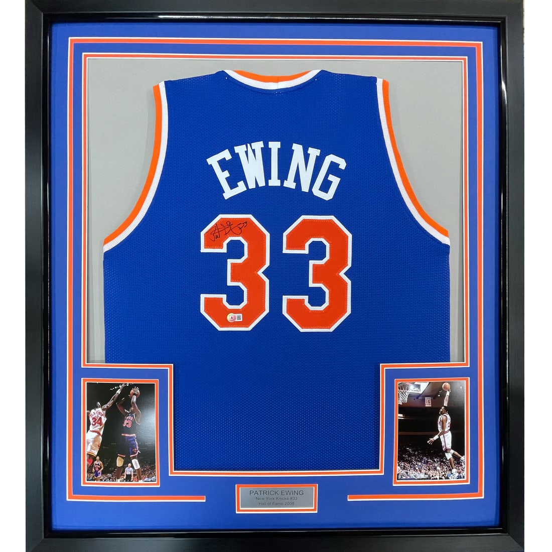 Framed Patrick Ewing Autographed New York Knicks Jersey BAS COA (1 of 2)