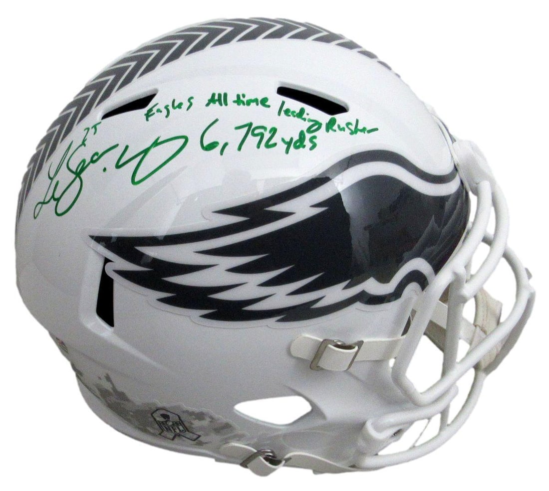 LeSean McCoy Signed Eagles Salute To Service Replica Helmet PSA Authenticated: LeSean McCoy Signed Eagles Salute To Service Replica Helmet PSA Authenticated This Philadelphia Eagles full-size replica helmet is a must-have for any NFL fan. It features the signature of LeSean McCo