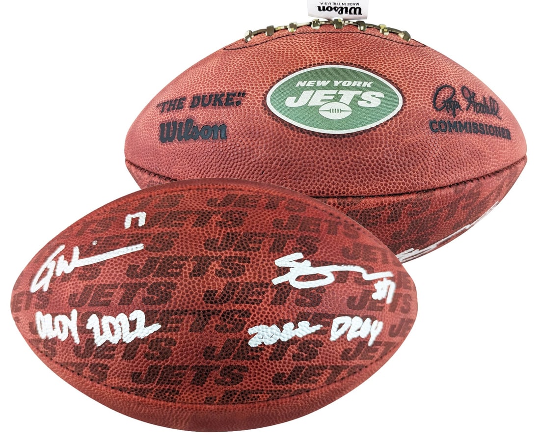 Ahmad Sauce Gardner Garrett Wilson Signed NFL Football DROY 2022 BAS Authentic: Ahmad Sauce Gardner Garrett Wilson Signed NFL Football DROY 2022 BAS Authentic This official Wilson "The Duke" NFL football is a remarkable collectible featuring the authentic signatures of Ahmad "Sau