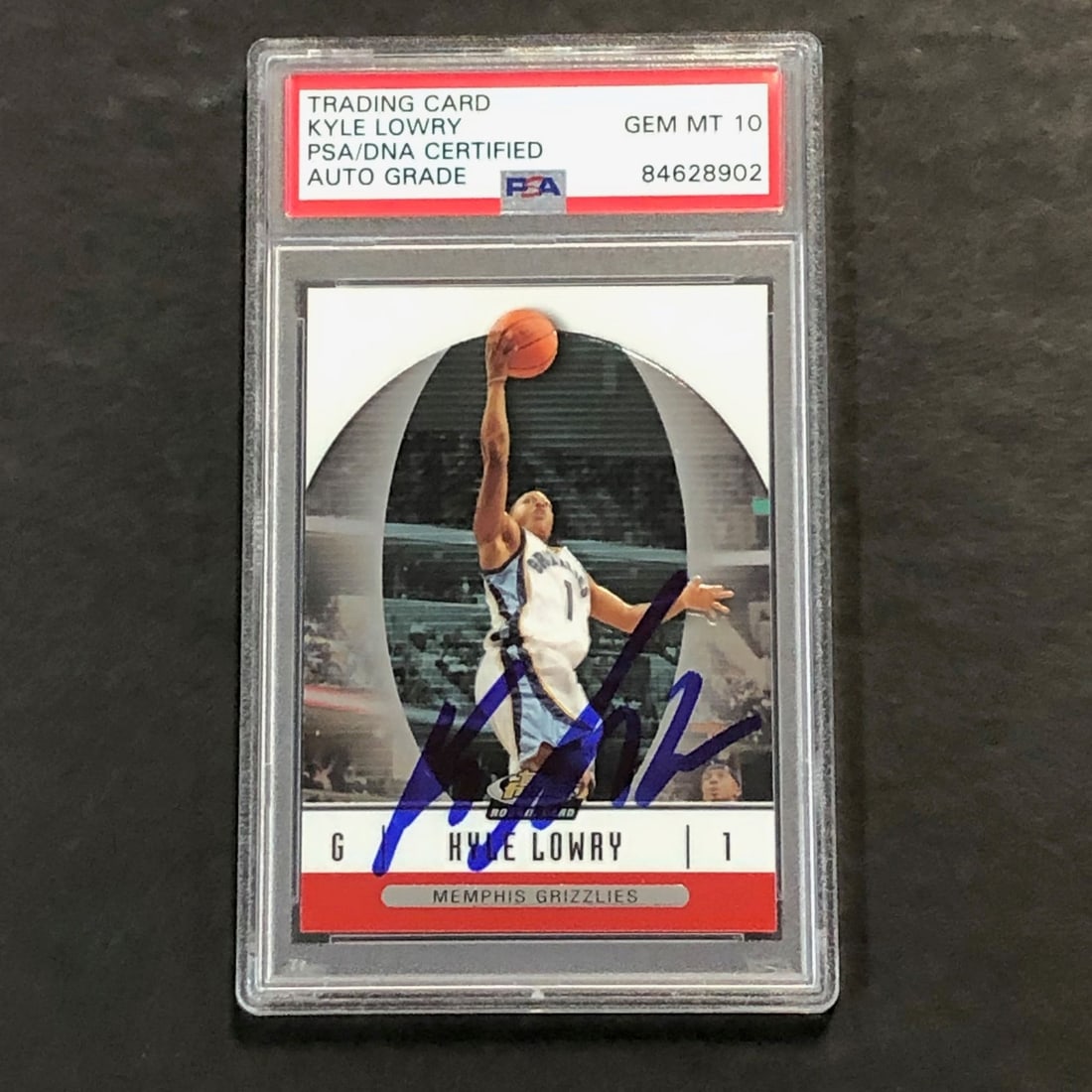 Kyle Lowry Autographed 2006 Topps Finest Rookie Card PSA Grizzlies (1 of 2)