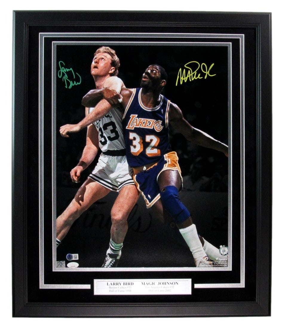 Framed 16x20 Photo Signed by Larry Bird and Magic Johnson with JSA Authentication (1 of 5)