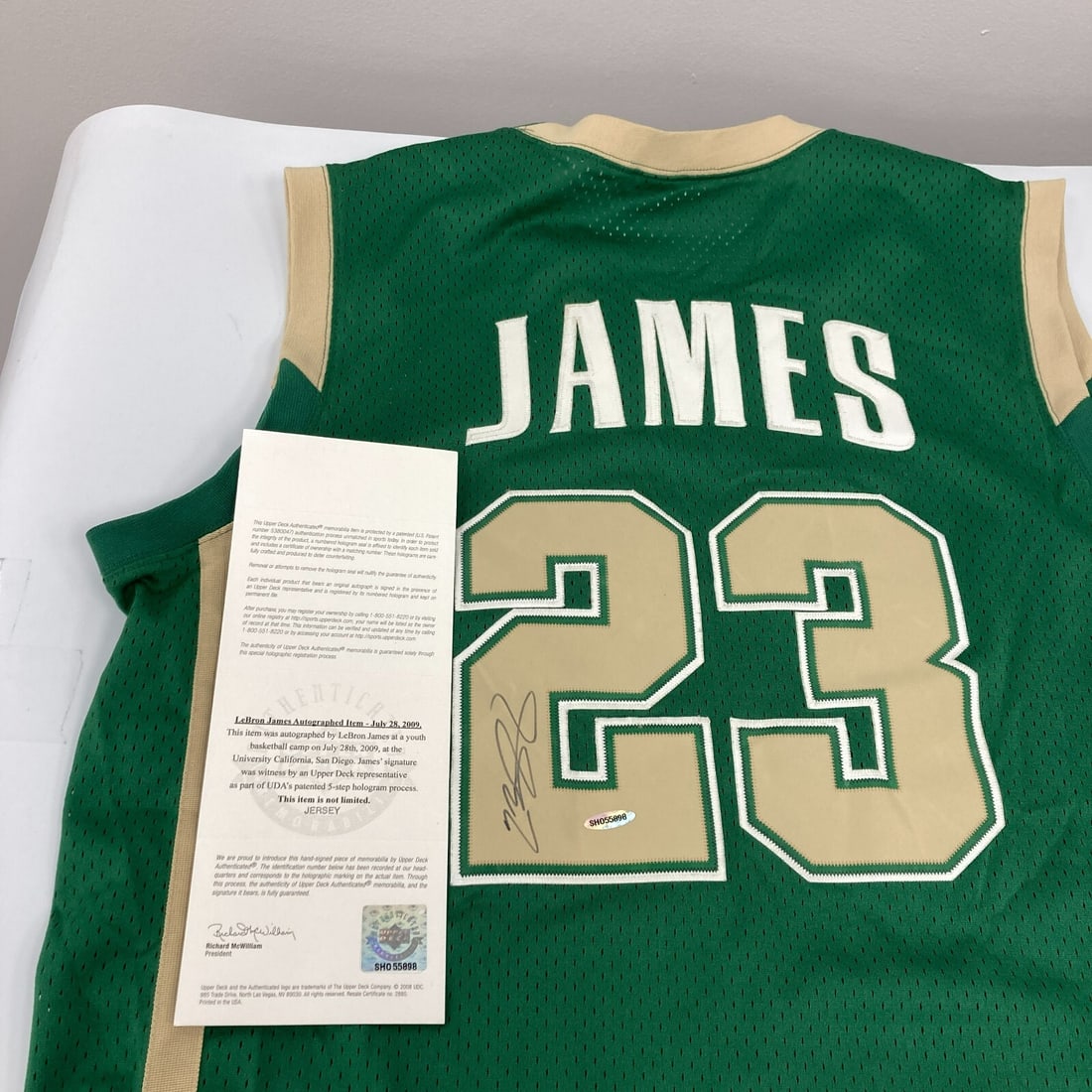 LeBron James Signed Gold St. Vincent-St. Mary Jersey UDA COA (1 of 9)
