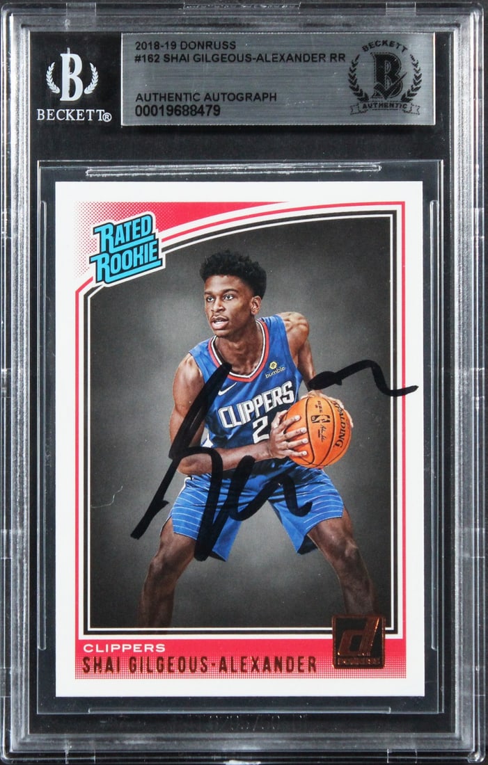 Shai Gilgeous-Alexander Autographed 2018 Donruss Rookie Card Beckett Authenticated (1 of 2)