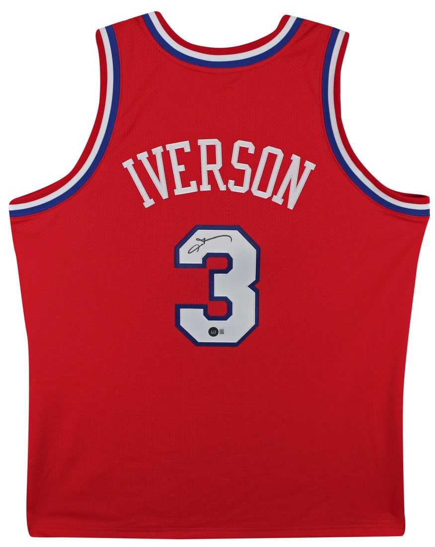 Allen Iverson Autographed 2002-03 Red 76ers Authentic Jersey Beckett Witnessed (1 of 5)