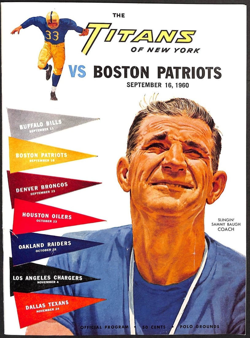Original 1960 New York Titans vs Boston Patriots Football Program (1 of 7)
