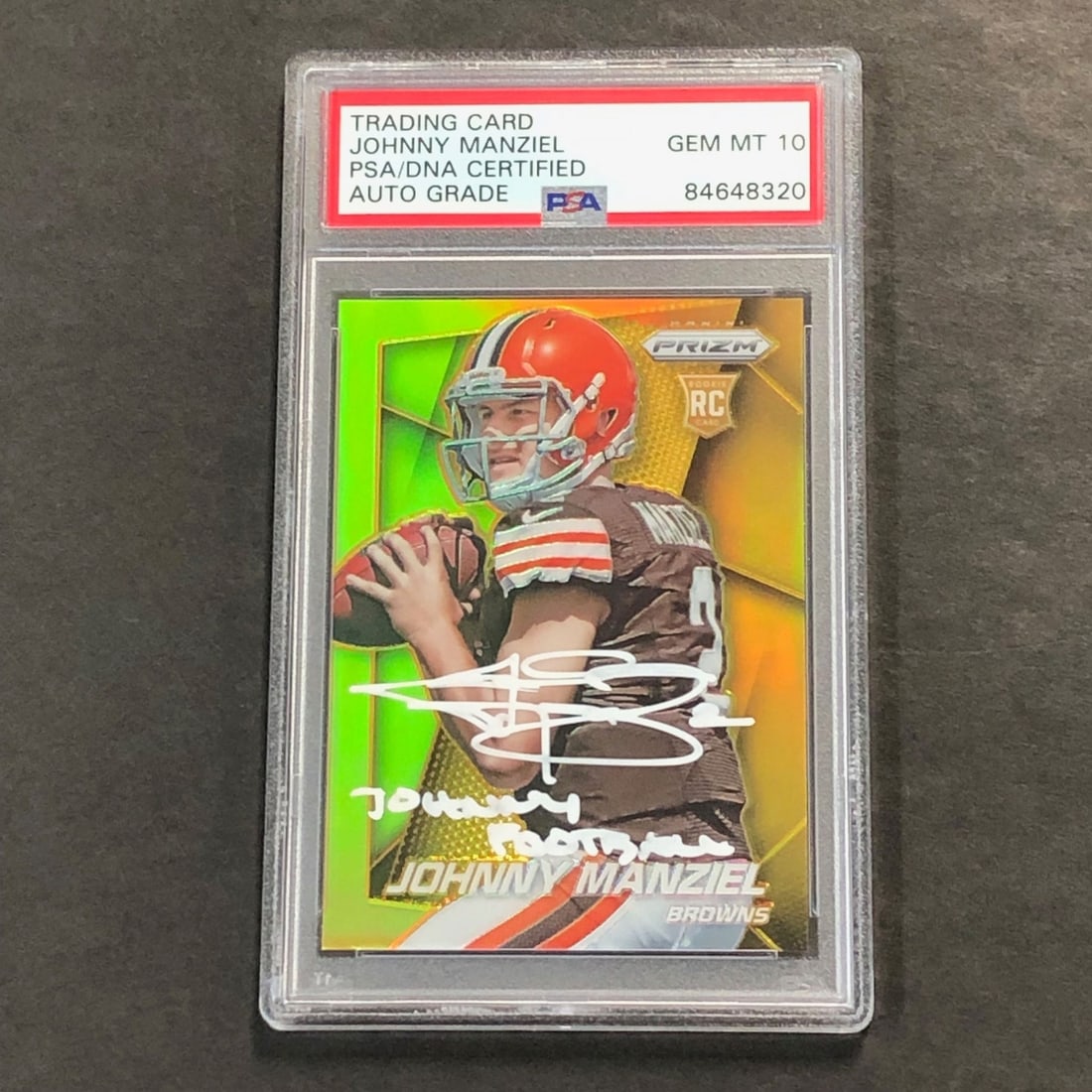 Johnny Manziel Signed 2014 Prizm Gold Rookie Card PSA/DNA 1 of 10 (1 of 2)