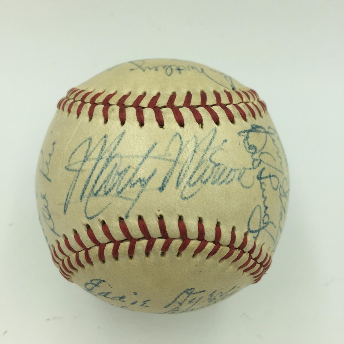 1948 St. Louis Cardinals Baseball with 23 Signatures JSA Authenticated: 1948 St. Louis Cardinals Baseball with 23 Signatures JSA Authenticated This is an original 1948 St. Louis Cardinals team-signed Official National League (Ford Frick) baseball. The ball features 23 sig