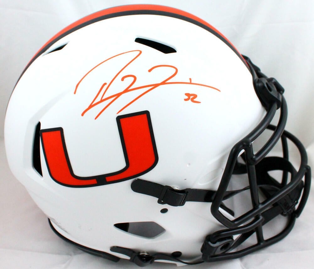 Ray Lewis Autographed Miami Hurricanes Riddell Lunar Speed Helmet Beckett Authentication (1 of 5)
