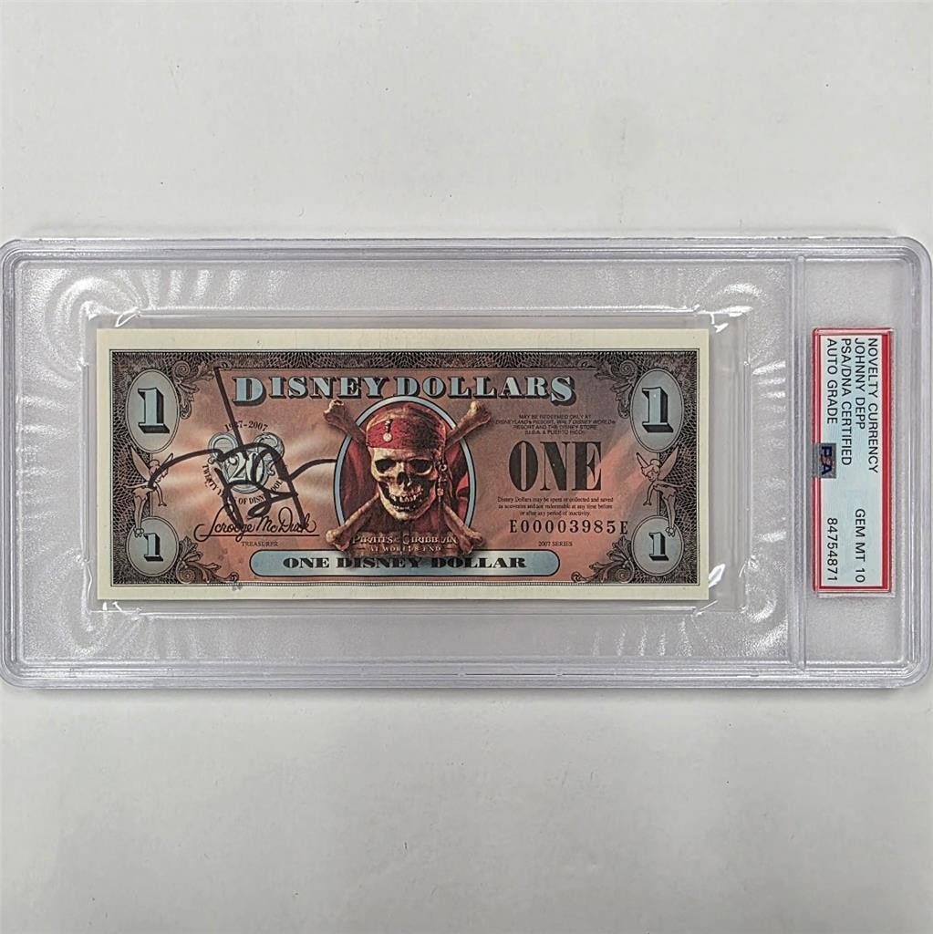 Pirates of the Caribbean Disney Dollar PSA DNA Authenticated Johnny Depp Autograph (1 of 4)