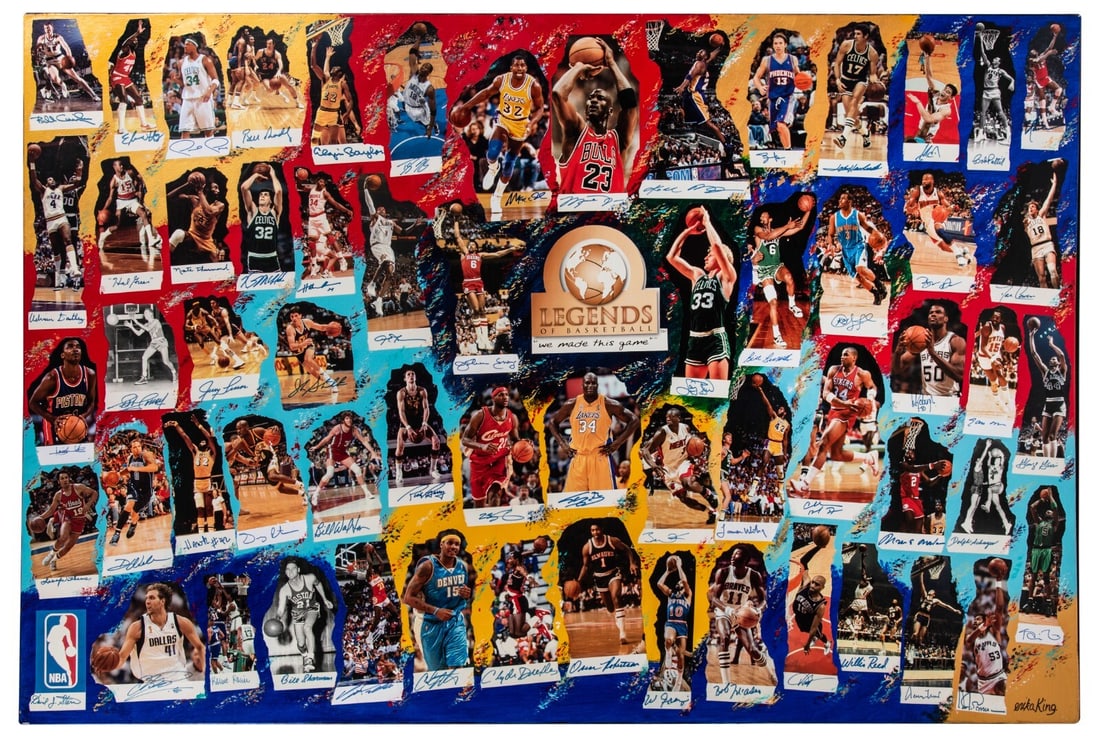 NBA Legends of Basketball Signed Canvas by Jordan Bryant LeBron 40x60 BAS Authenticated (1 of 18)