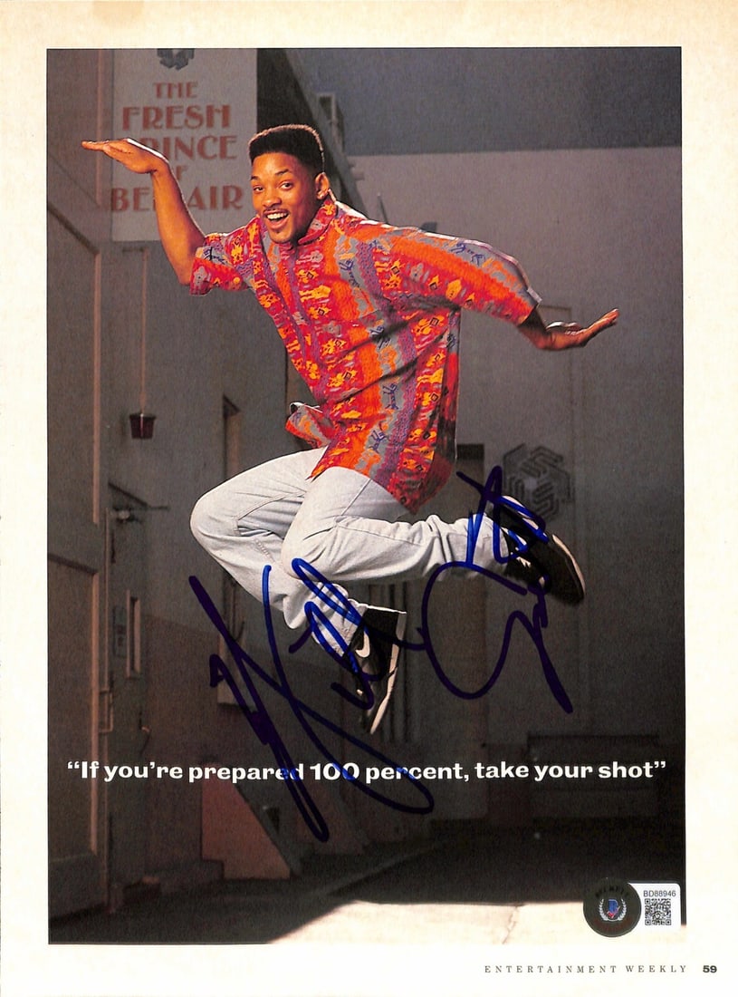 Will Smith The Fresh Prince Vintage Signed Photo Beckett Authenticated: Will Smith The Fresh Prince Vintage Signed Photo Beckett Authenticated This is a rare vintage signed magazine photograph featuring Will Smith from his iconic role in The Fresh Prince of Bel Air. The 8