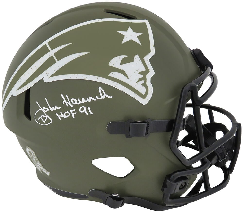 John Hannah Signed Patriots Riddell Helmet HOF 91 COA (1 of 1)