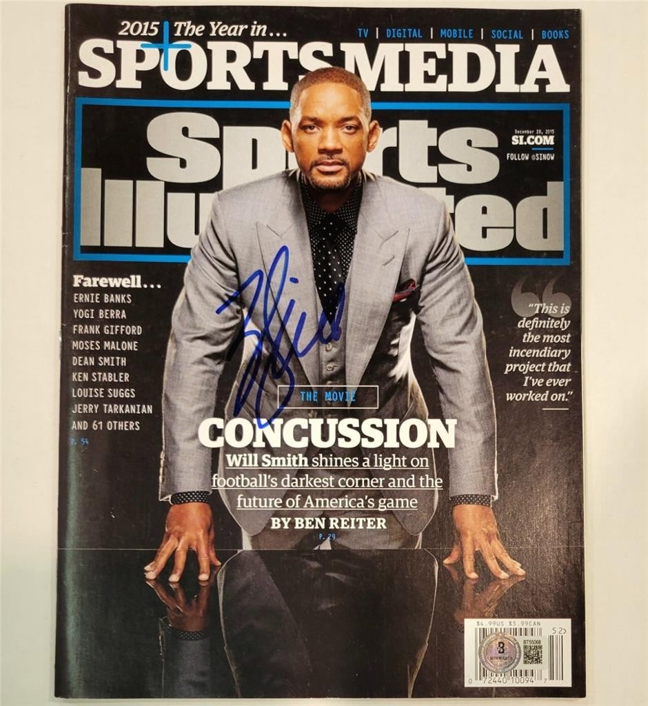 Beckett Authenticated Will Smith Autographed Sports Illustrated Concussion Magazine (1 of 4)