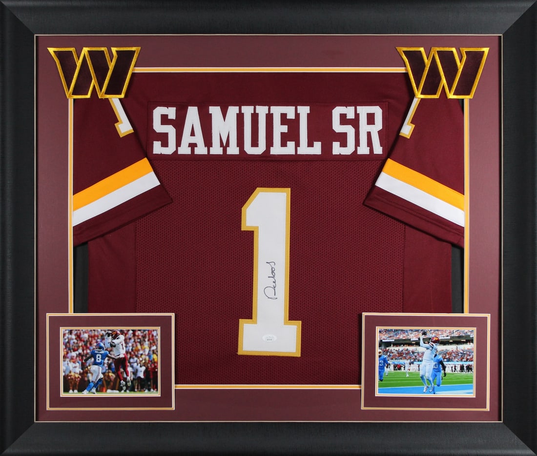 Framed Maroon Jersey Signed by Deebo Samuel Washington Commanders JSA Authenticated (1 of 2)