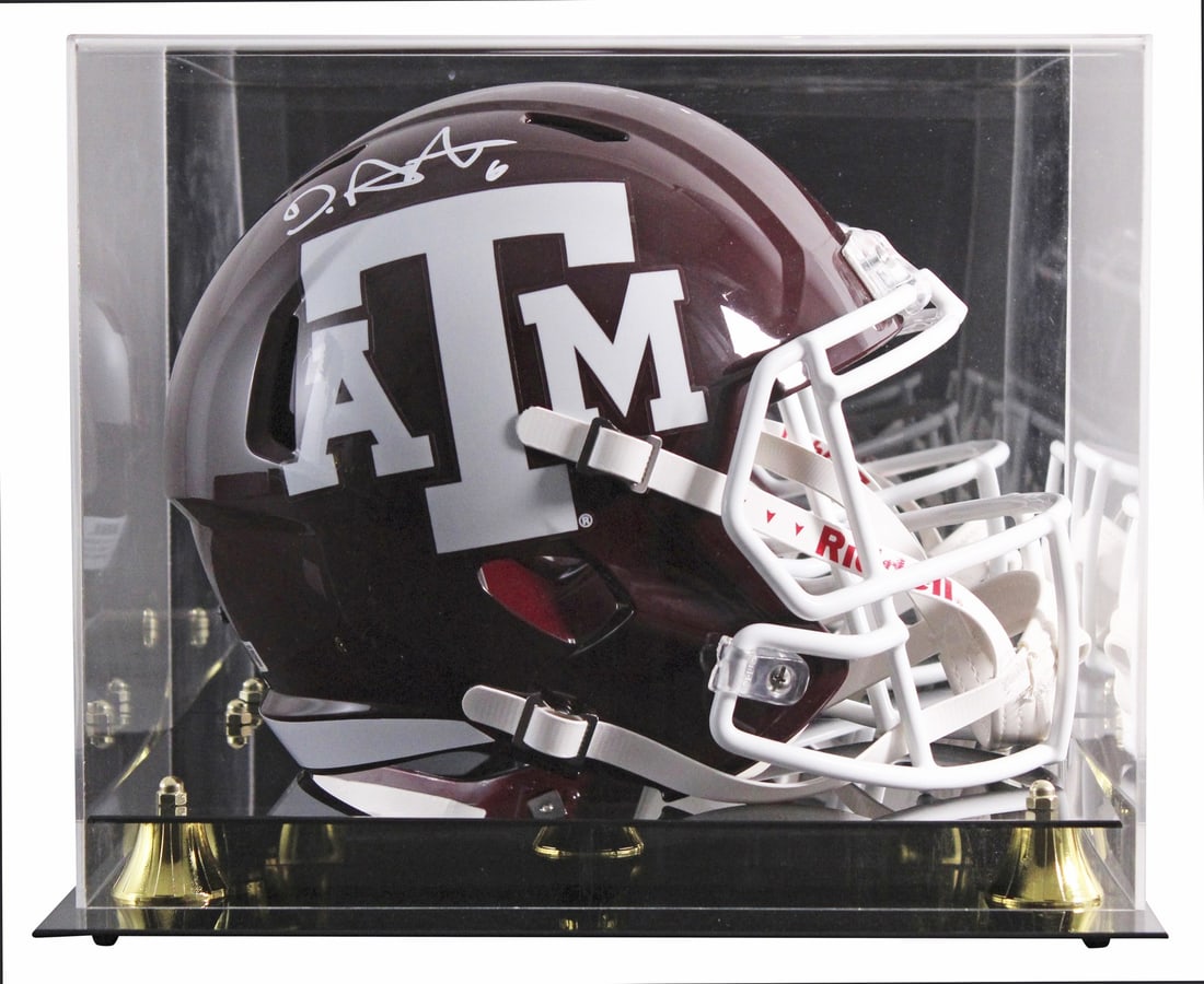 De'Von Achane Autographed Texas A&M Full Size Speed Replica Helmet With Display Case BAS (1 of 4)