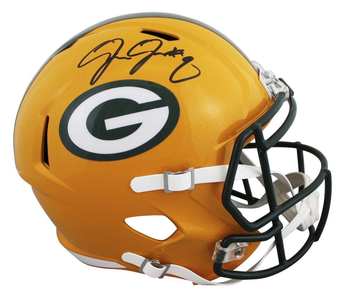 Josh Jacobs Signed Green Bay Packers Full Size Speed Helmet BAS Witnessed (1 of 3)