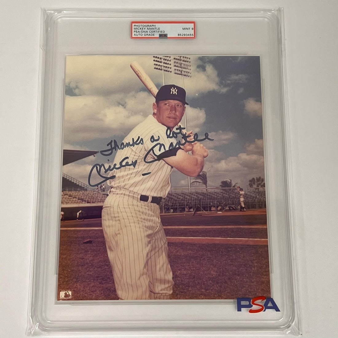Mickey Mantle Signed 8x10 Photo PSA/DNA Mint 9 Yankees (1 of 2)