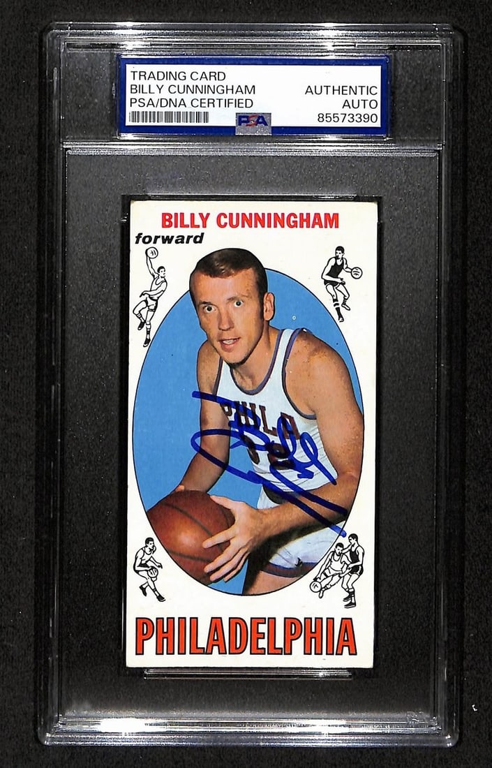 Billy Cunningham Rookie Card 1969 Topps PSA DNA Authenticated Autograph #40 (1 of 2)