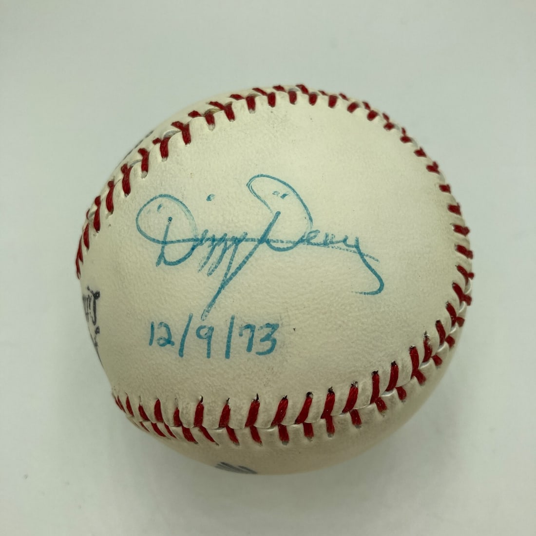 Dizzy Dean Signed Vintage Baseball with JSA COA Inscribed 12/9/73: Dizzy Dean Signed Vintage Baseball with JSA COA Inscribed 12/9/73 This is a vintage baseball signed by the legendary player Dizzy Dean, featuring his inscription dated 12/9/73. The signature is beauti