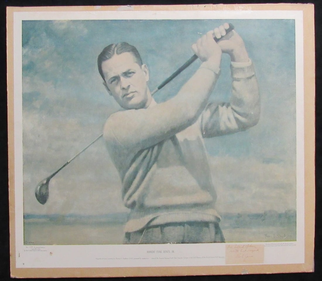 Bobby Jones Signed Inscribed Lithographic Print 26.5x23 PSA/DNA (1 of 3)
