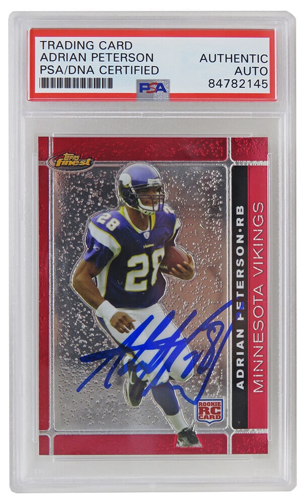 Adrian Peterson Signed Vikings 2007 Topps Finest Rookie Card PSA Slabbed #112 (1 of 2)
